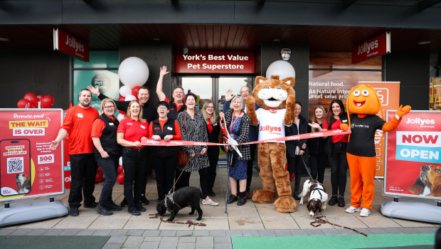 The new location in York was opened by Mayor Margaret Wells and Border Force sniffer dog Pablo with his handler Beverley Boynton. Also pictured (from left): CEO Joe Wykes, Retail Director Craig Smith, Aquilla Fisher and her team.